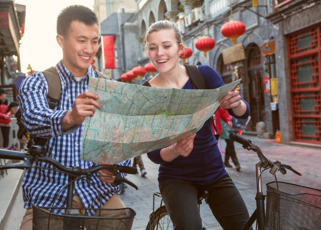 young couple traveling in china