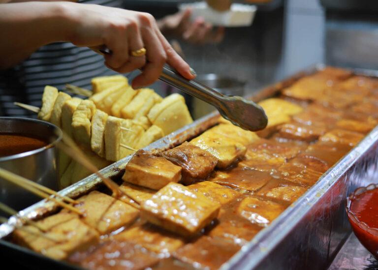 selling tofu in the street market