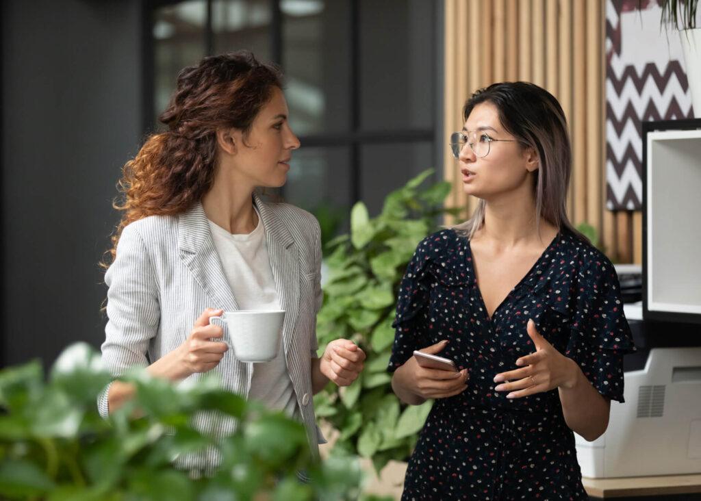 two women talking