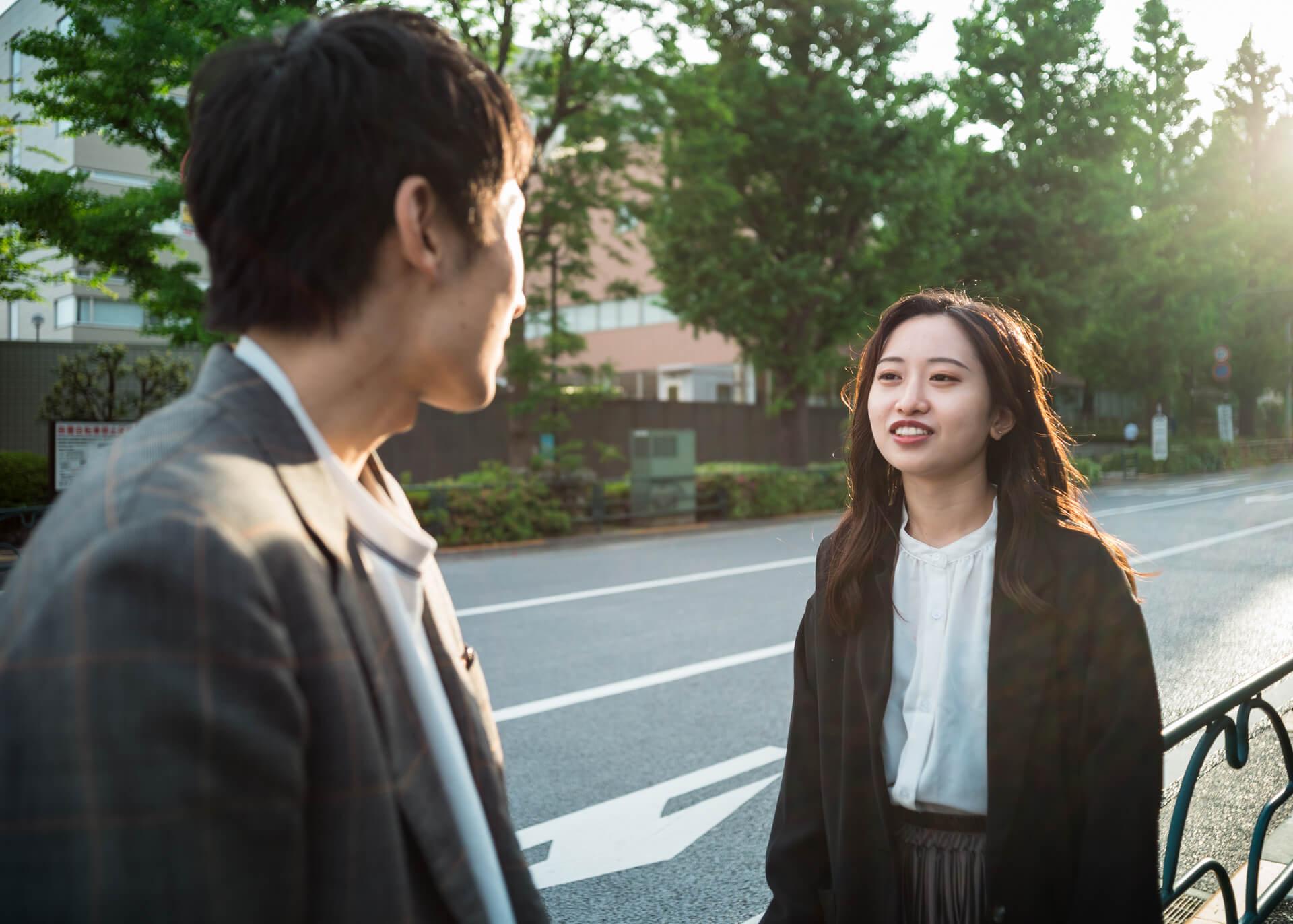 young chinese couple talking