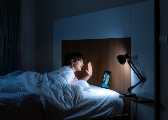 woman having video chat with her boyfriend