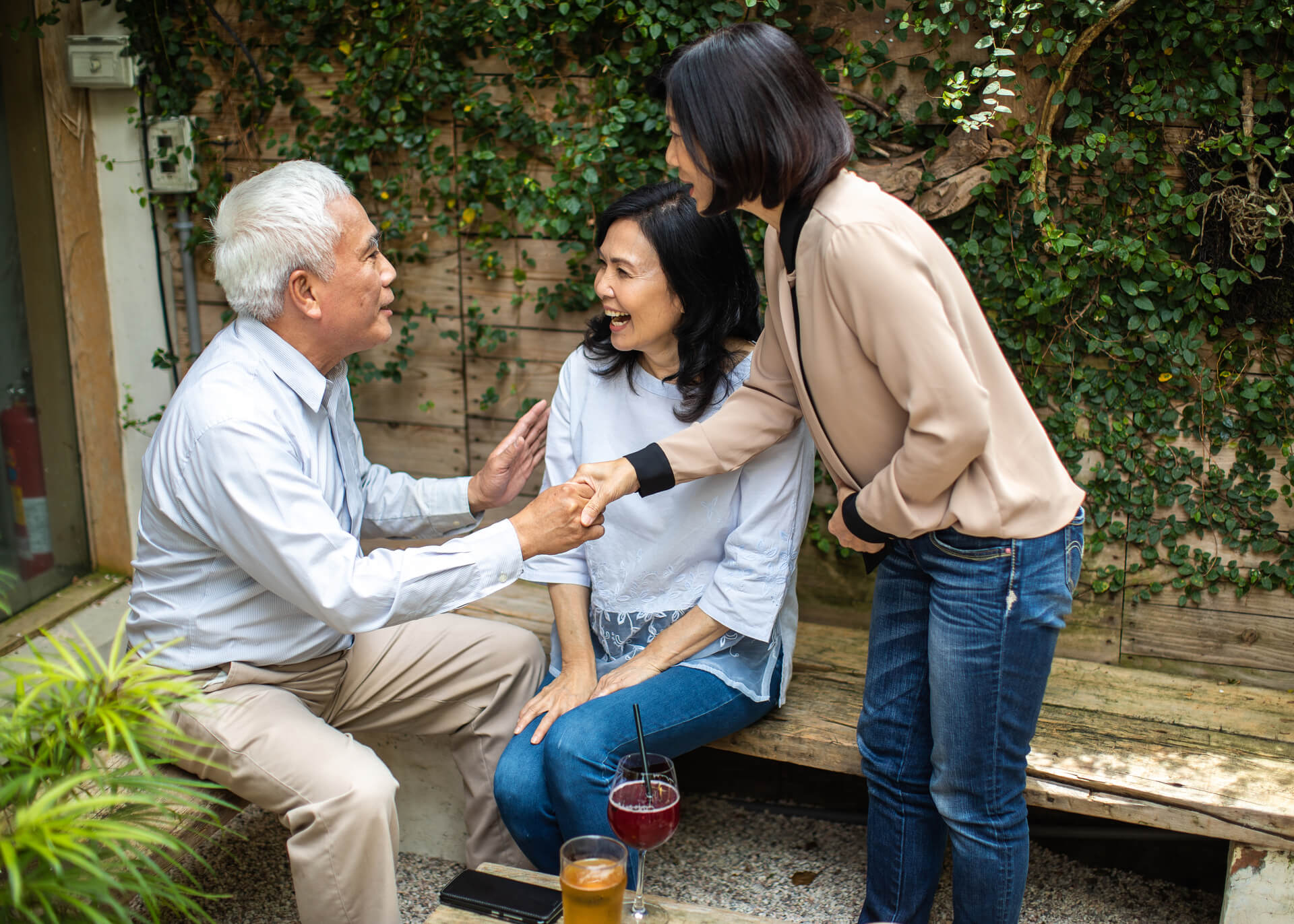 elderly chinese people talking