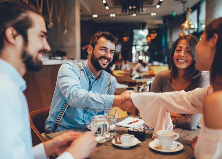 young man saying nice to meet you in chinese