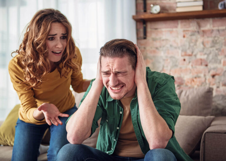 man shouting shut up to his girlfriend