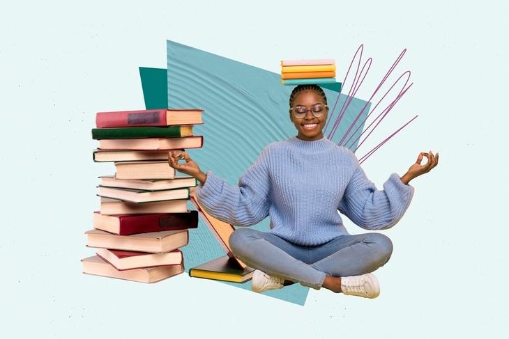 photo-collage-picture-charming-smiling-lady-practicing-yoga-reading-book